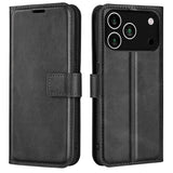 EIDERWOOD iPhone 17 Pro Max Kunstskinn Flip Deksel m. Stativfunksjon & Kortholder - Svart