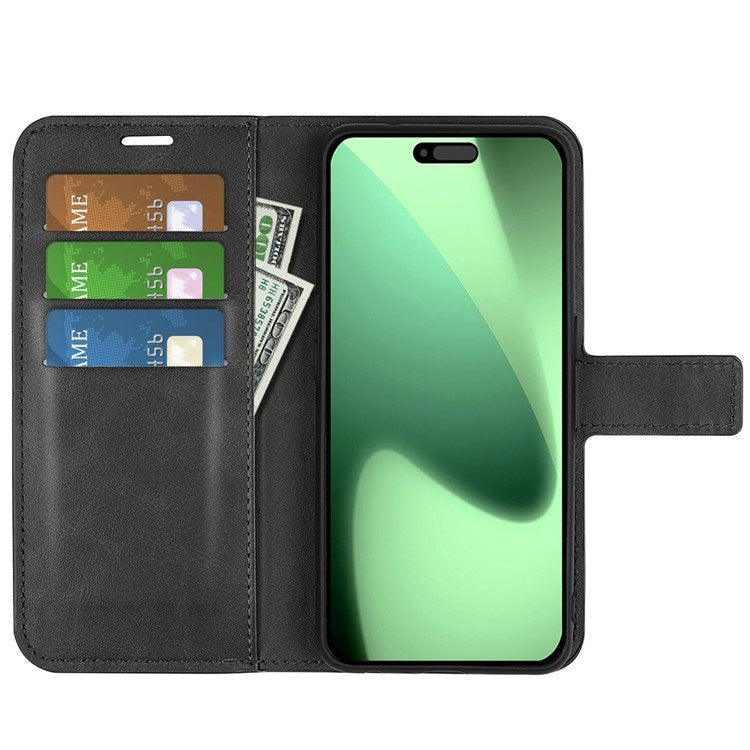 EIDERWOOD iPhone 17 Pro Max Kunstskinn Flip Deksel m. Stativfunksjon & Kortholder - Svart