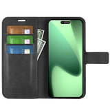 EIDERWOOD iPhone 17 Pro Max Kunstskinn Flip Deksel m. Stativfunksjon & Kortholder - Svart