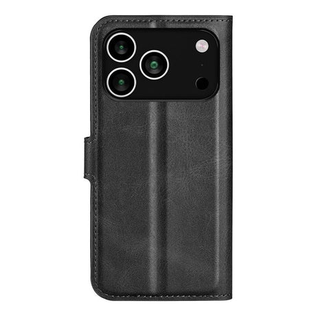 EIDERWOOD iPhone 17 Pro Max Kunstskinn Flip Deksel m. Stativfunksjon & Kortholder - Svart