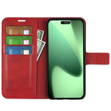 EIDERWOOD iPhone 17 Pro Max Kunstskinn Flip Deksel m. Stativfunksjon & Kortholder - Rød