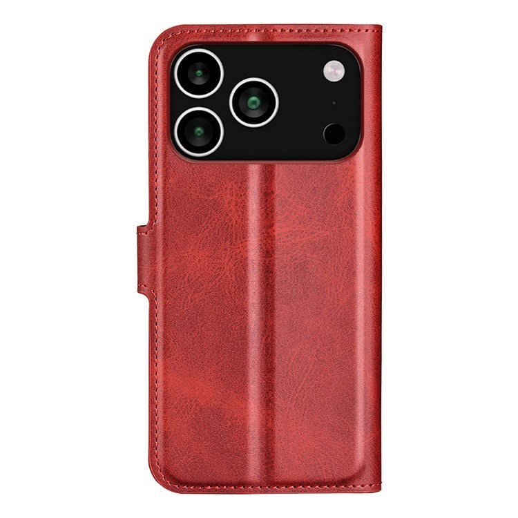 EIDERWOOD iPhone 17 Pro Max Kunstskinn Flip Deksel m. Stativfunksjon & Kortholder - Rød