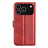 EIDERWOOD iPhone 17 Pro Max Kunstskinn Flip Deksel m. Stativfunksjon & Kortholder - Rød