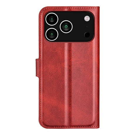 EIDERWOOD iPhone 17 Pro Max Kunstskinn Flip Deksel m. Stativfunksjon & Kortholder - Rød