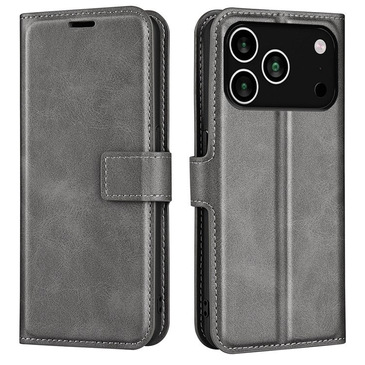 EIDERWOOD iPhone 17 Pro Max Kunstskinn Flip Deksel m. Stativfunksjon & Kortholder - Grå
