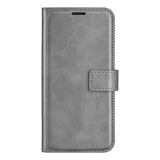 EIDERWOOD iPhone 17 Pro Max Kunstskinn Flip Deksel m. Stativfunksjon & Kortholder - Grå