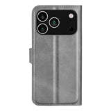 EIDERWOOD iPhone 17 Pro Max Kunstskinn Flip Deksel m. Stativfunksjon & Kortholder - Grå