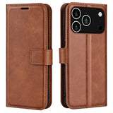 EIDERWOOD iPhone 17 Pro Max Kunstskinn Flip Deksel m. Stativfunksjon & Kortholder - Lysbrun