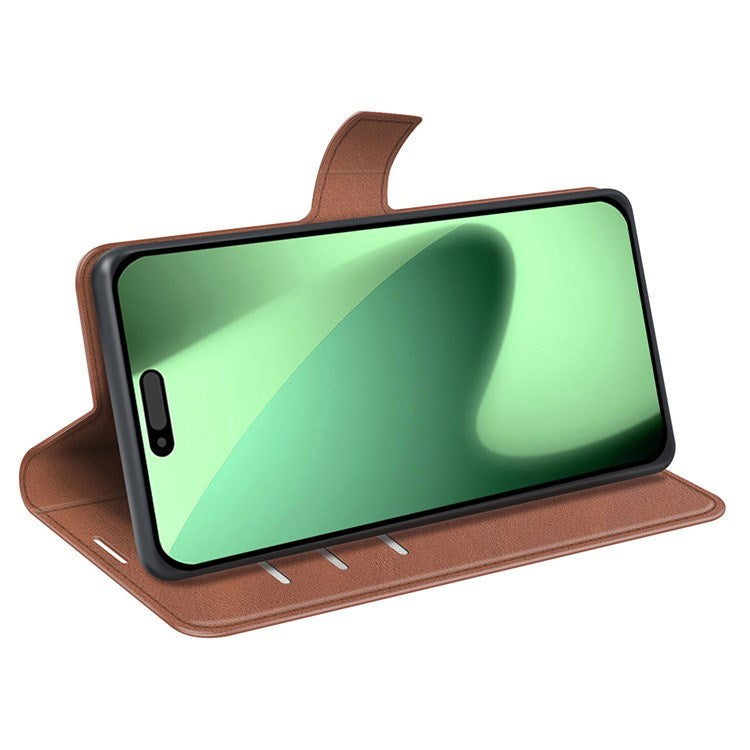EIDERWOOD iPhone 17 Pro Max Kunstskinn Flip Deksel m. Stativfunksjon & Kortholder - Lysbrun