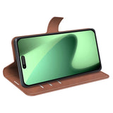 EIDERWOOD iPhone 17 Pro Max Kunstskinn Flip Deksel m. Stativfunksjon & Kortholder - Lysbrun