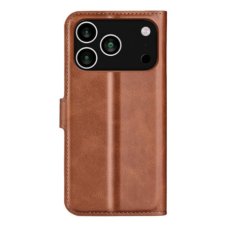 EIDERWOOD iPhone 17 Pro Max Kunstskinn Flip Deksel m. Stativfunksjon & Kortholder - Lysbrun