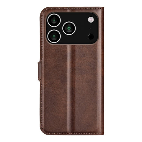 EIDERWOOD iPhone 17 Pro Max Kunstskinn Flip Deksel m. Stativfunksjon & Kortholder - Brun