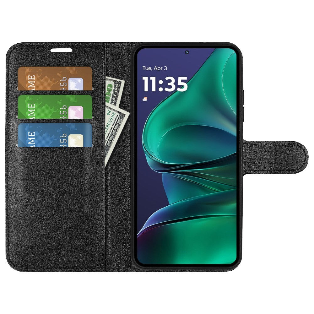 Motorola Moto G Stylus 5G (2025) EIDERWOOD Kunstskinn Flip Deksel med Kortholder & Ståfunksjon - Svart