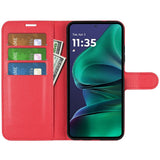 Motorola Moto G Stylus 5G (2025) EIDERWOOD Kunstskinn Flip Deksel med Kortholder & Ståfunksjon - Rød