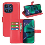 Motorola Moto G Stylus 5G (2025) EIDERWOOD Kunstskinn Flip Deksel med Kortholder & Ståfunksjon - Rød