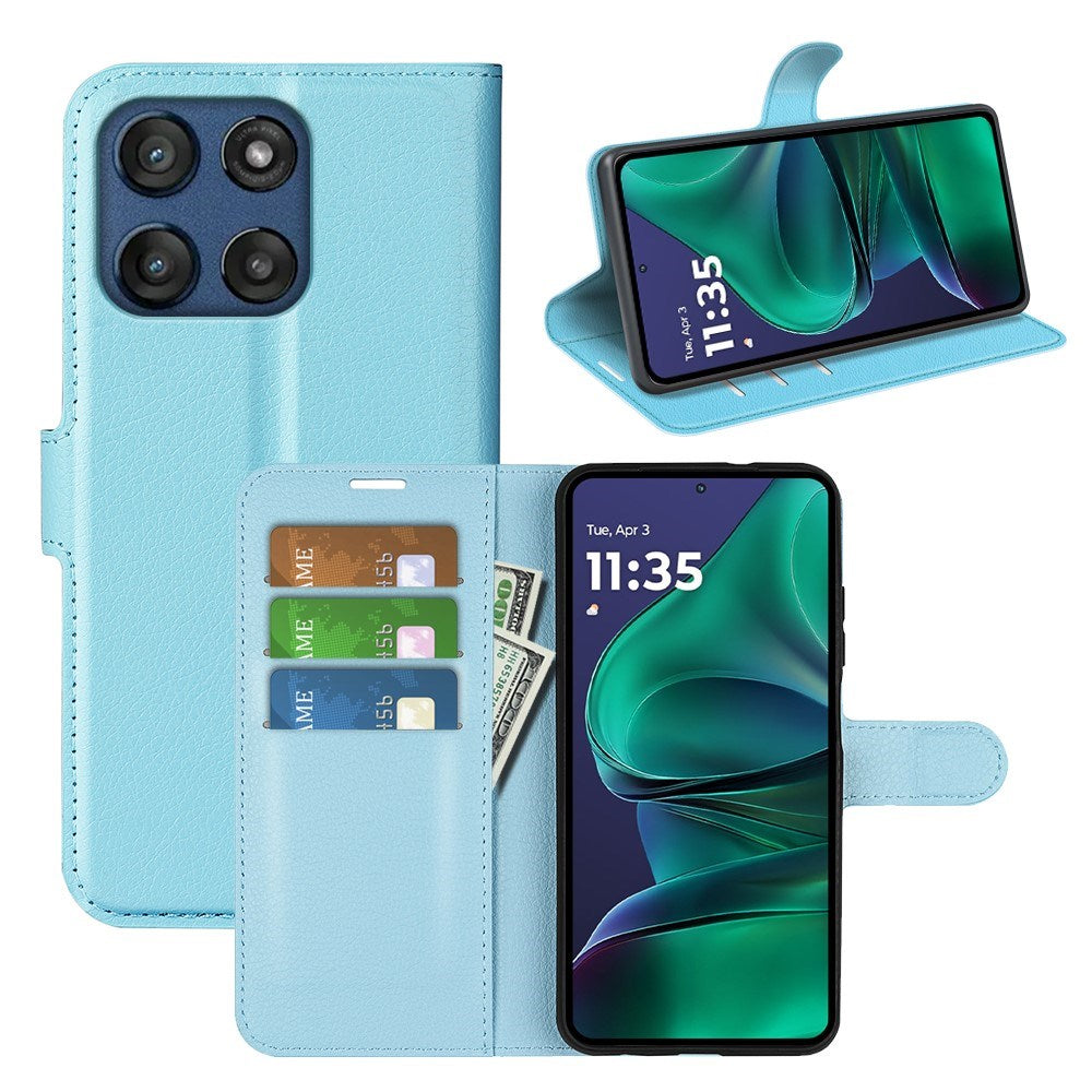 Motorola Moto G Stylus 5G (2025) EIDERWOOD Kunstskinn Flip Deksel med Kortholder & Ståfunksjon - Blå