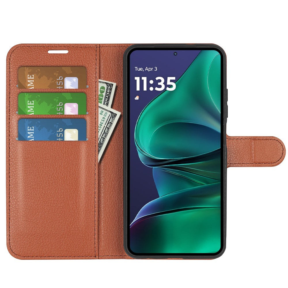 Motorola Moto G Stylus 5G (2025) EIDERWOOD Kunstskinn Flip Deksel med Kortholder & Ståfunksjon - Brun