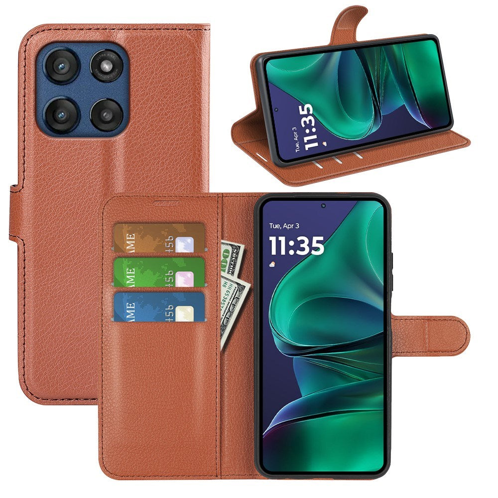 Motorola Moto G Stylus 5G (2025) EIDERWOOD Kunstskinn Flip Deksel med Kortholder & Ståfunksjon - Brun