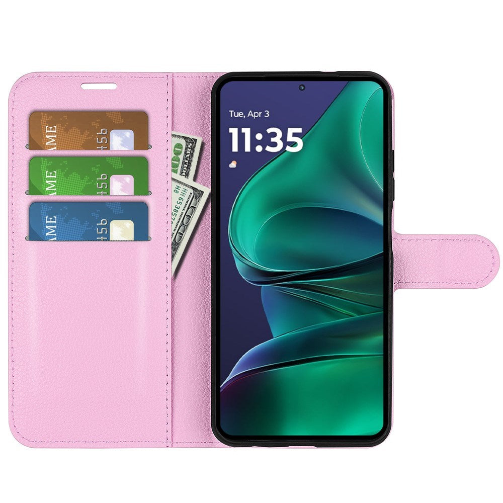 Motorola Moto G Stylus 5G (2025) EIDERWOOD Kunstskinn Flip Deksel med Kortholder & Ståfunksjon - Rosa