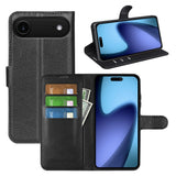EIDERWOOD iPhone Air Litchi Flip Deksel med Innebygd Kortholder & Stativfunksjon – Svart