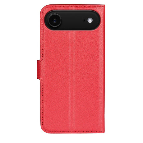 EIDERWOOD iPhone Air Litchi Flip Deksel med Innebygd Kortholder & Stativfunksjon – Rød