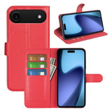 EIDERWOOD iPhone Air Litchi Flip Deksel med Innebygd Kortholder & Stativfunksjon – Rød