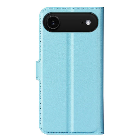 EIDERWOOD iPhone Air Litchi Flip Deksel med Innebygd Kortholder & Stativfunksjon – Blå