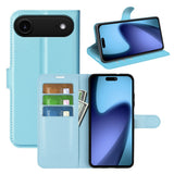 EIDERWOOD iPhone Air Litchi Flip Deksel med Innebygd Kortholder & Stativfunksjon – Blå