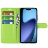 EIDERWOOD iPhone Air Litchi Flip Deksel med Innebygd Kortholder & Stativfunksjon – Grønn