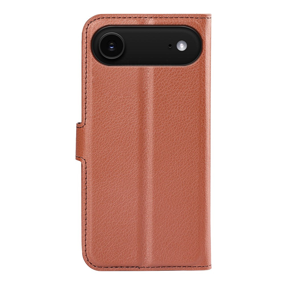 EIDERWOOD iPhone Air Litchi Flip Deksel med Innebygd Kortholder & Stativfunksjon – Brun