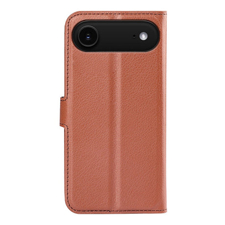 EIDERWOOD iPhone Air Litchi Flip Deksel med Innebygd Kortholder & Stativfunksjon – Brun