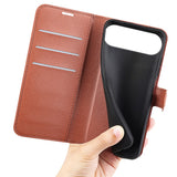 EIDERWOOD iPhone Air Litchi Flip Deksel med Innebygd Kortholder & Stativfunksjon – Brun