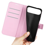 EIDERWOOD iPhone Air Litchi Flip Deksel med Innebygd Kortholder & Stativfunksjon – Rosa