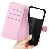 EIDERWOOD iPhone 17 Pro Litchi Flip Deksel med Innebygd Kortholder & Stativfunksjon – Rosa
