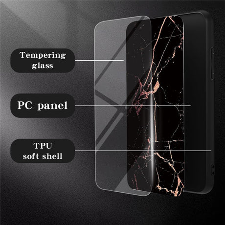 EIDERWOOD Motorola Edge 60 / Edge 60 Fusion Fleksibel Plastik Deksel med Glassbakside - Grønn Marmor