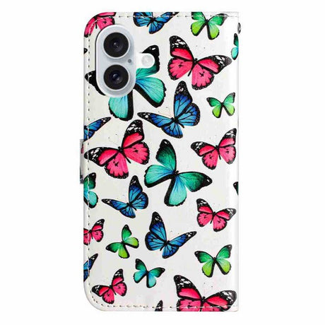 EIDERWOOD iPhone 17 Kunstskinn Flip Deksel med Lommebok & Stropp – Sommerfugler