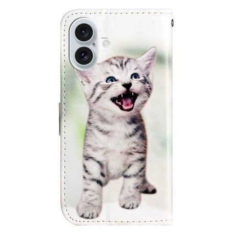EIDERWOOD iPhone 17 Kunstskinn Flip Deksel med Lommebok & Stropp – Kattunge