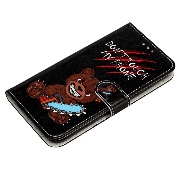 EIDERWOOD iPhone 17 Kunstskinn Flip Deksel med Lommebok & Stropp – "Don't Touch My Phone" Bjørn