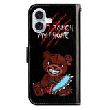 EIDERWOOD iPhone 17 Kunstskinn Flip Deksel med Lommebok & Stropp – "Don't Touch My Phone" Bjørn