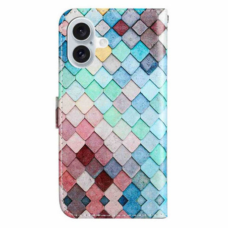 EIDERWOOD iPhone 17 Kunstskinn Flip Deksel med Lommebok & Stropp – Mønster