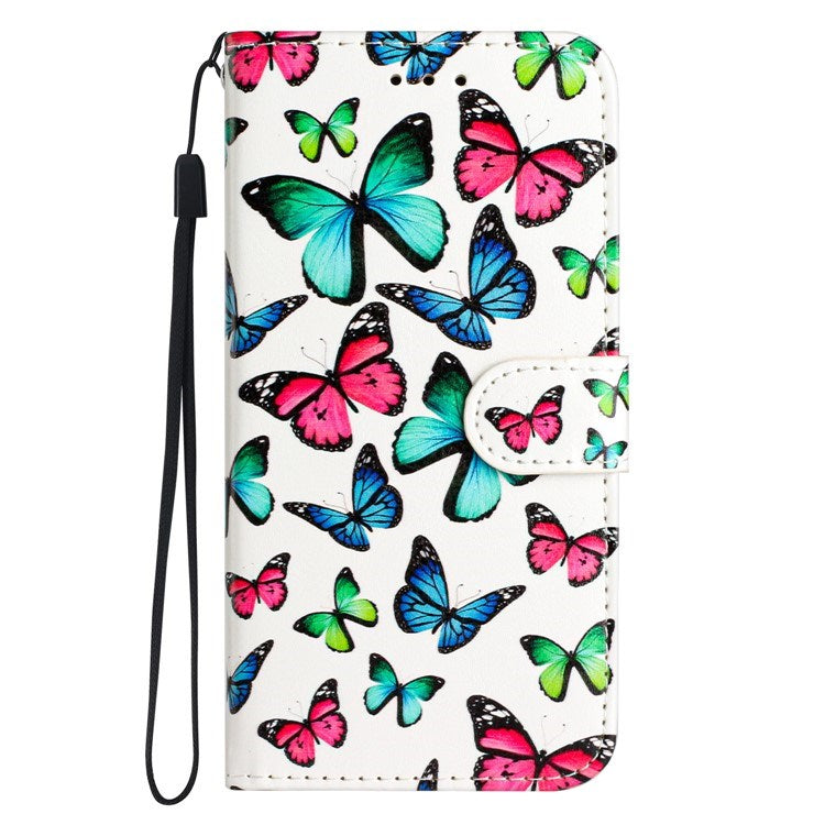 EIDERWOOD iPhone 17 Pro Kunstskinn Flip Deksel med Lommebok & Stropp – Sommerfugler