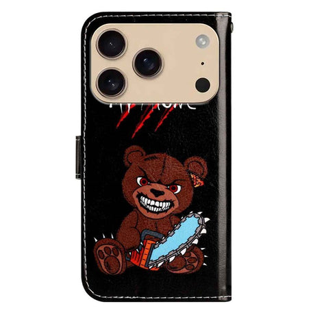 EIDERWOOD iPhone 17 Pro Kunstskinn Flip Deksel med Lommebok & Stropp – "Don't Touch My Phone" Bjørn