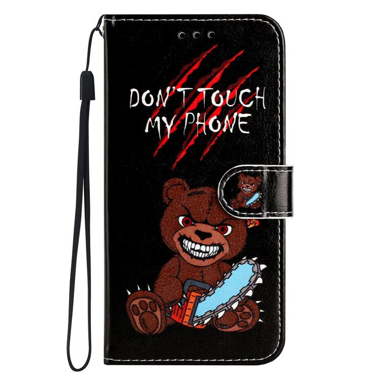 EIDERWOOD iPhone 17 Pro Max Kunstskinn Flip Deksel med Lommebok & Stropp – "Don't Touch My Phone" Bjørn