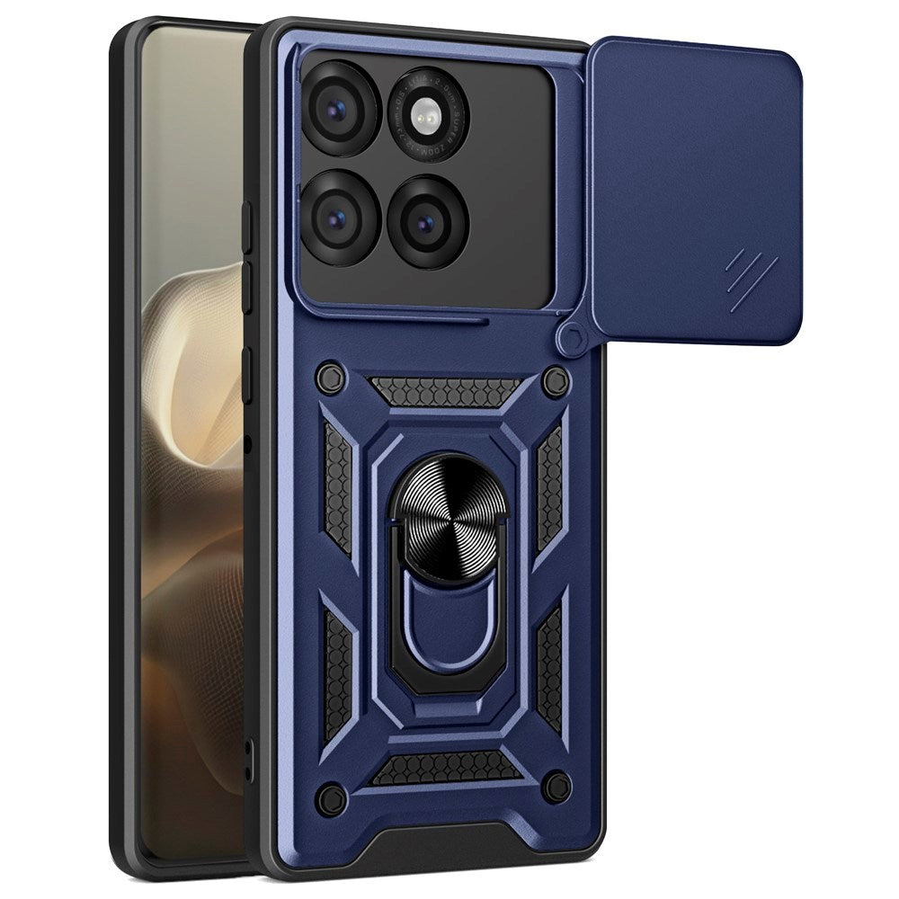EIDERWOOD Motorola Edge 60 Pro Hybrid Håndverker Deksel m. Magnetisk Kickstand & Cam Slider - Blå
