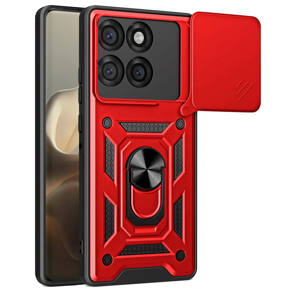 EIDERWOOD Motorola Edge 60 Pro Hybrid Håndverker Deksel m. Magnetisk Kickstand & Cam Slider - Rød