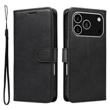 EIDERWOOD iPhone 17 Pro Deksel i Kunstskinn med Lommebok & Stropp - Svart