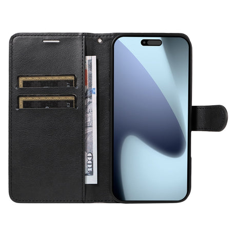 EIDERWOOD iPhone 17 Pro Deksel i Kunstskinn med Lommebok & Stropp - Svart