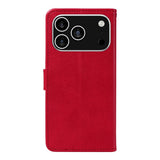 EIDERWOOD iPhone 17 Pro Deksel i Kunstskinn med Lommebok & Stropp - Rød