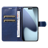 EIDERWOOD iPhone 17 Pro Deksel i Kunstskinn med Lommebok & Stropp - Blå