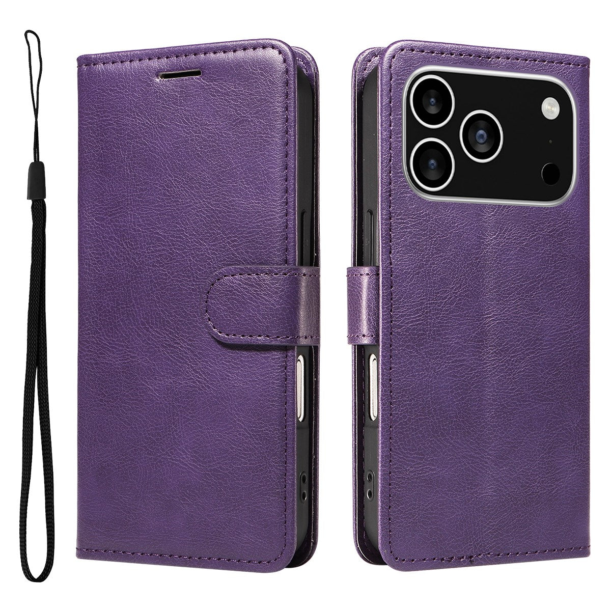 EIDERWOOD iPhone 17 Pro Deksel i Kunstskinn med Lommebok & Stropp - Lilla